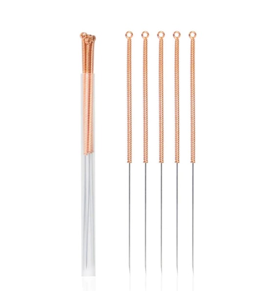 5 Needles In A Guide Tube Copper Handle Acupuncture Needles 