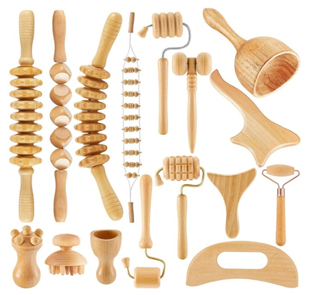 16 Pcs Professional Wood Therapy Massage Tools Lymphatic Drainage Massager