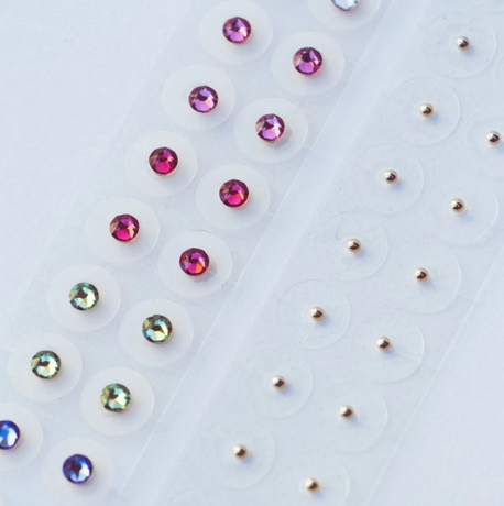 Swarovski Crystal 24K Gold Ear Acupuncture Auricular Seeds With Clear Tape