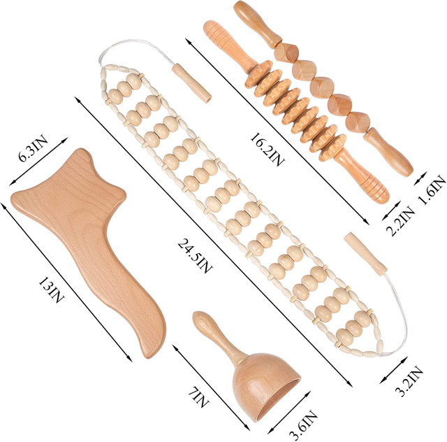 5 Pcs Amazon Hot Selling Wood Massage Maderoterapia Kit 