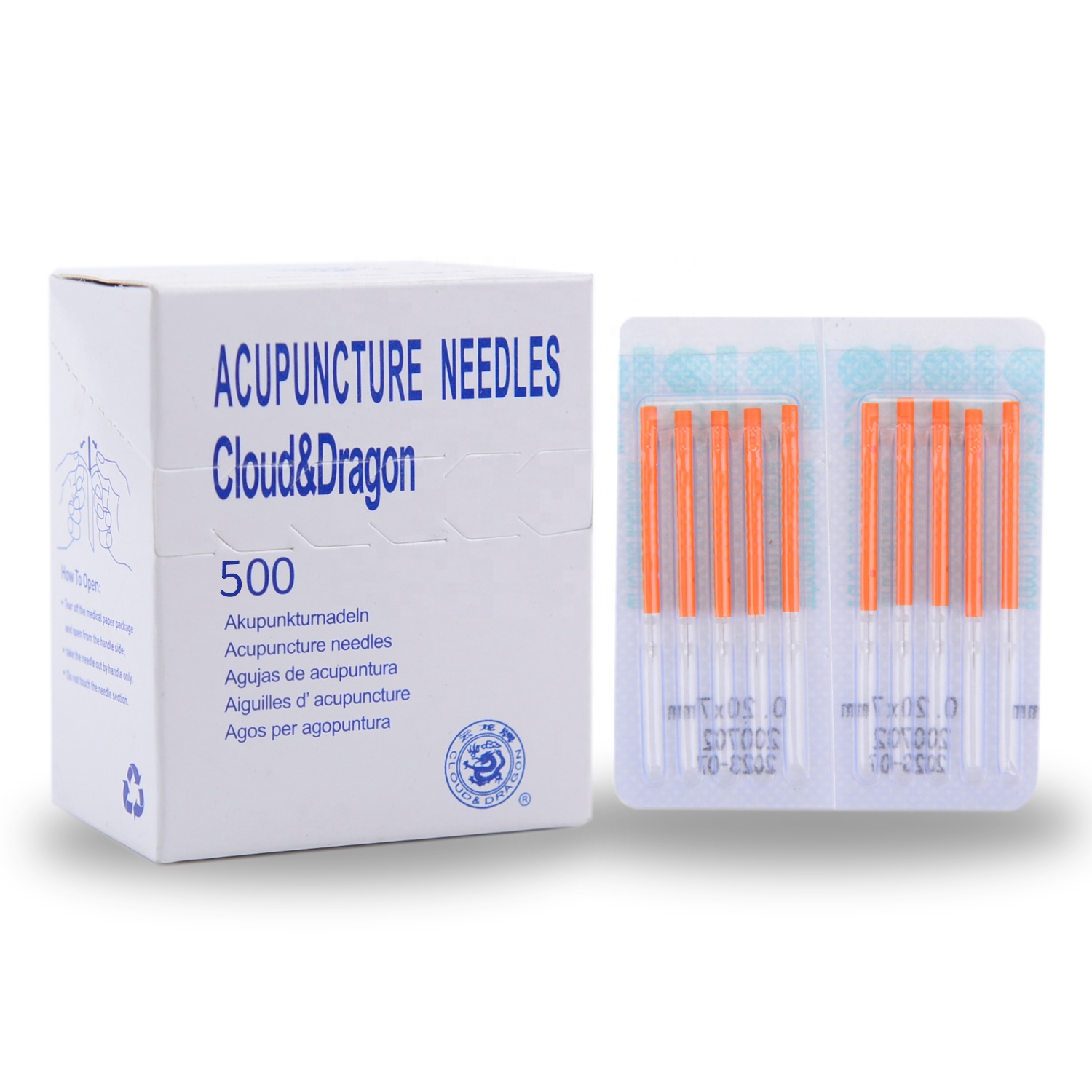 Cloud&Dragon 500 Pcs Plastic Handle Acupuncture Detox Needles (various sizes)