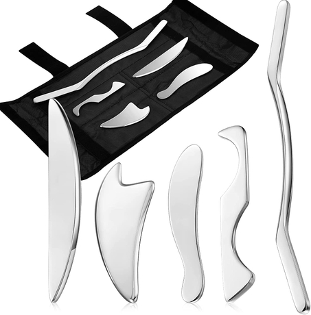 Iastm Stainless Steel Guasha Tools With Leather Bag Packing